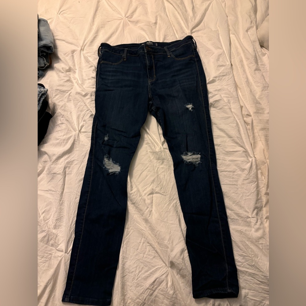 Hollister Dark Blue Ripped Skinny Jeans